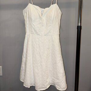 White floral pattern mini dress
